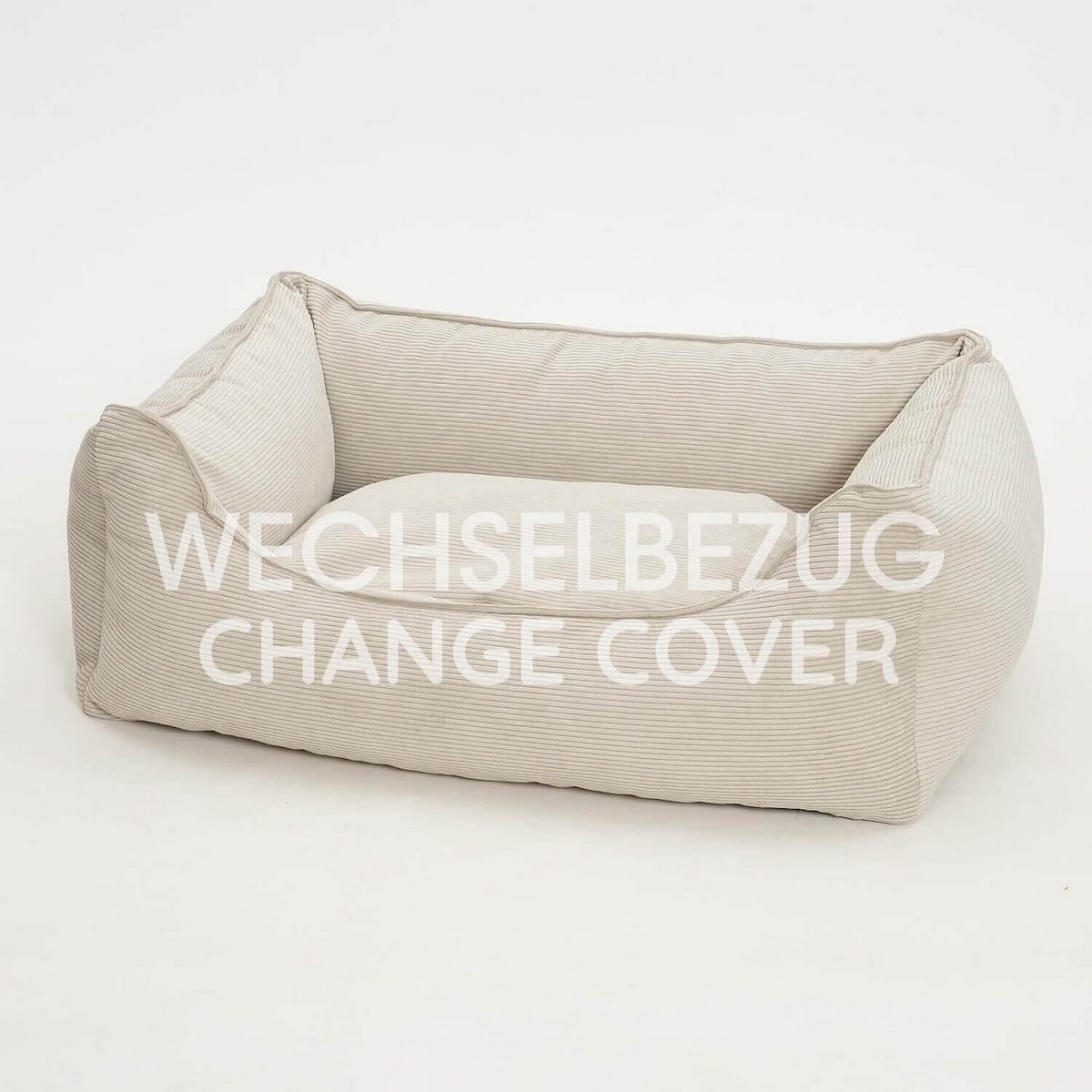 Wechselbezug Hundebett Box Bett Chelsea Cord gravel
