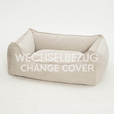 Wechselbezug Hundebett Box Bett Chelsea Cord gravel