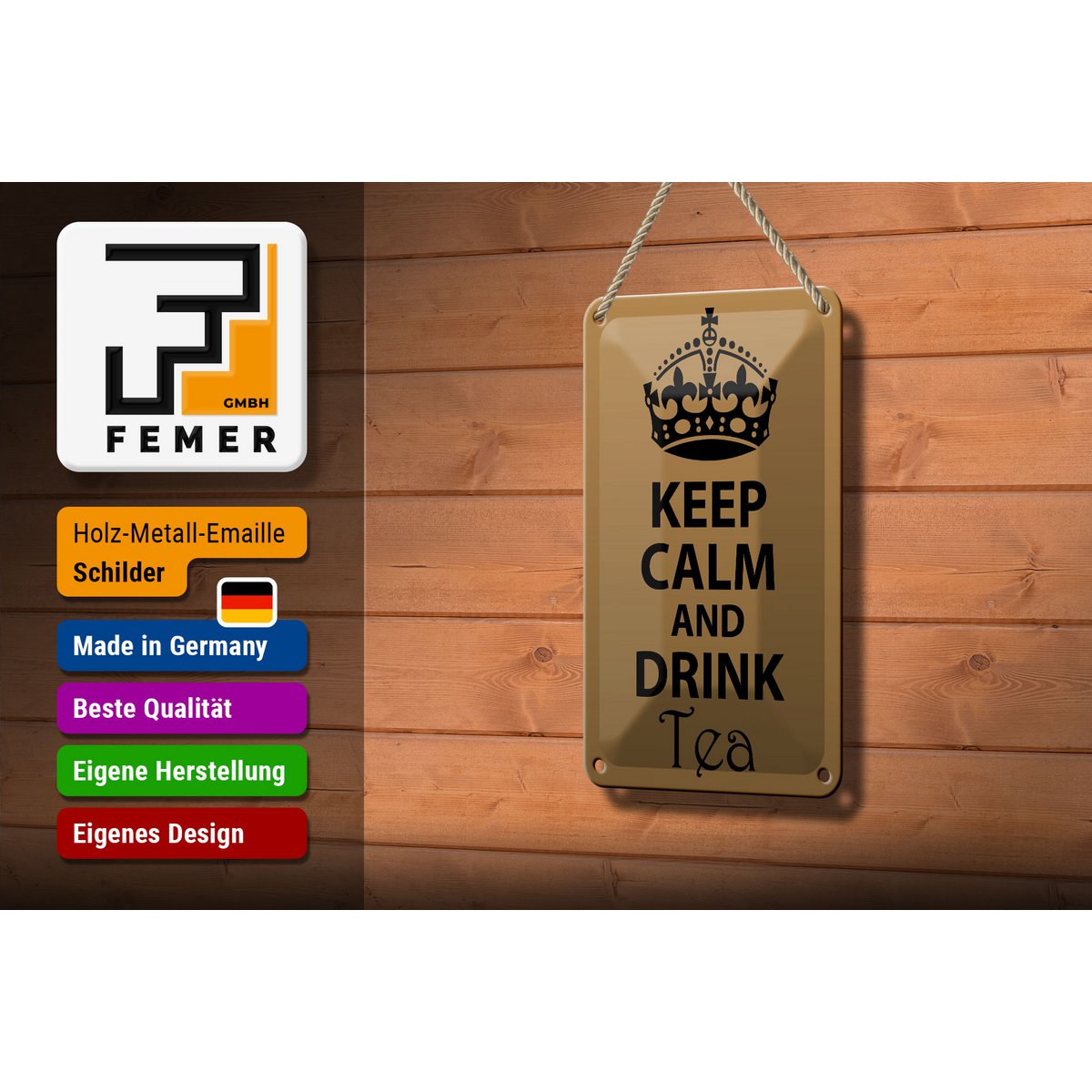 Tin sign saying 12x18cm Keep Calm and drink tea decoration