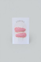 Spilla per bebè rosa chiaro con pois bianchi