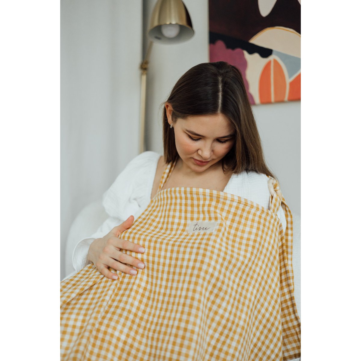 TISU nursing cover, Mustard Gingham