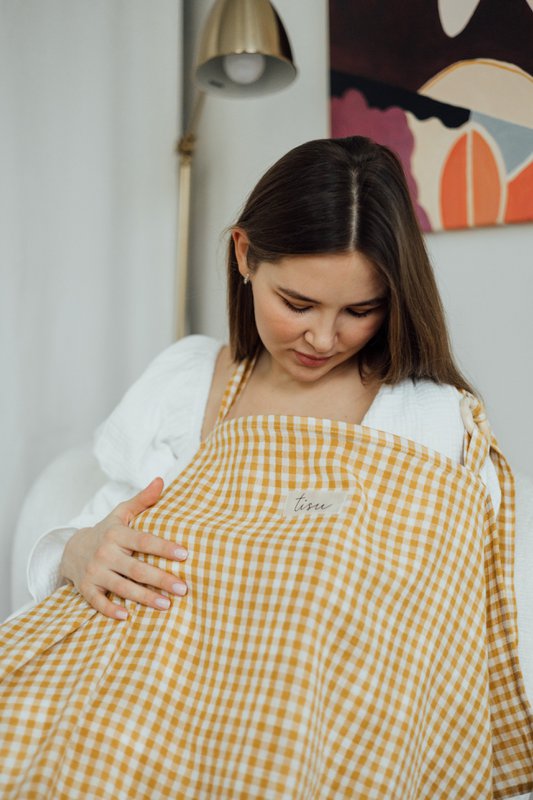 Tisu Nursing Cover, Mustard Gingham