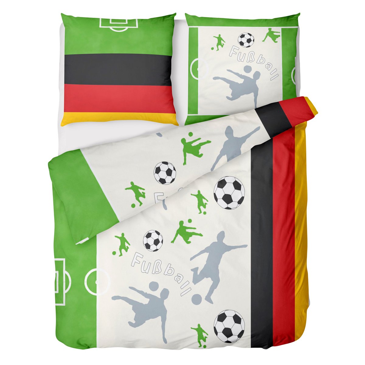 Beaver beddengoedset 135x200cm voetbal in groen
