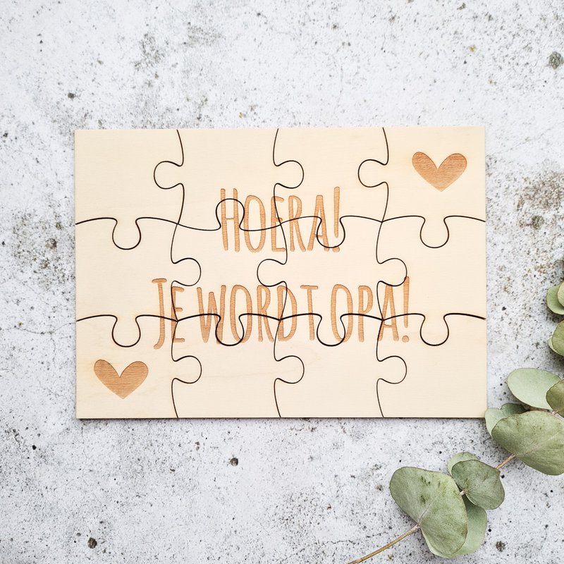 Pregnancy Announcement Wooden Puzzle | Hoera! You're gonna be grandpa!