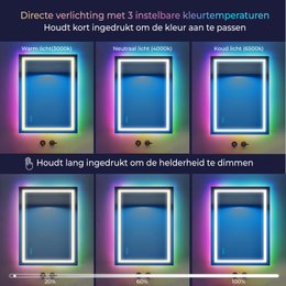 RGB-badkamerspiegel Lumoire Matrix verticaal 50 cm