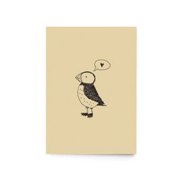 Postcard with simple line drawing of an armadillo and the French word "Merci" (Thank you) printed below.