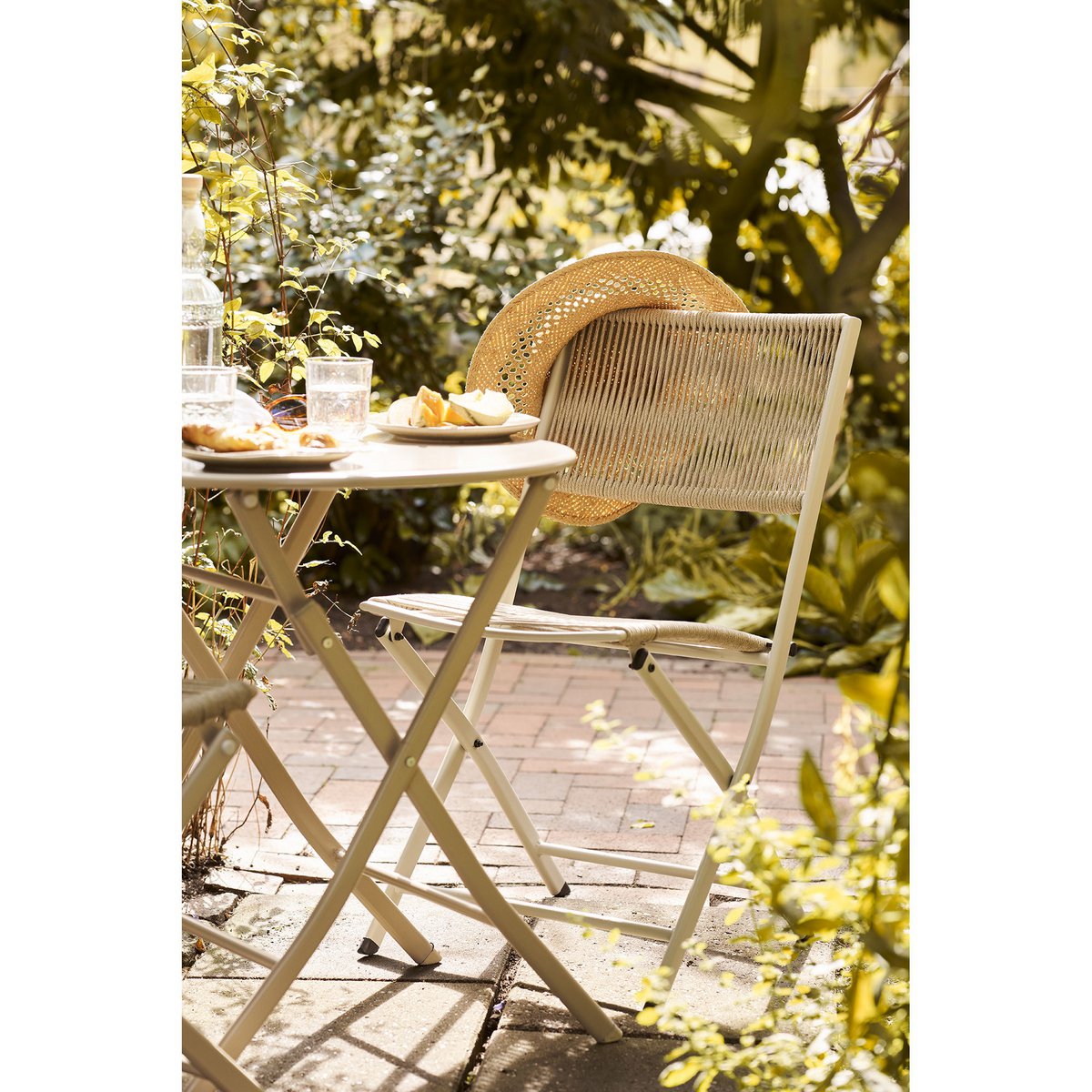Arcas Bistro set, 2 chairs and 1 table, polyester/steel, taupe