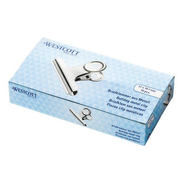 Bulldog-Klemme Westcott 51x10,7mm Metall Silber 10 Stk.