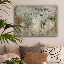Lærredsmaleri - vægdekoration - blomster - grå - natur - kunst