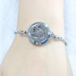 Pulsera de aromaterapia – Soli Rose – Diseño de acero inoxidable – Se proporcionan secantes – Accesorio de aromaterapia – Idea de regalo