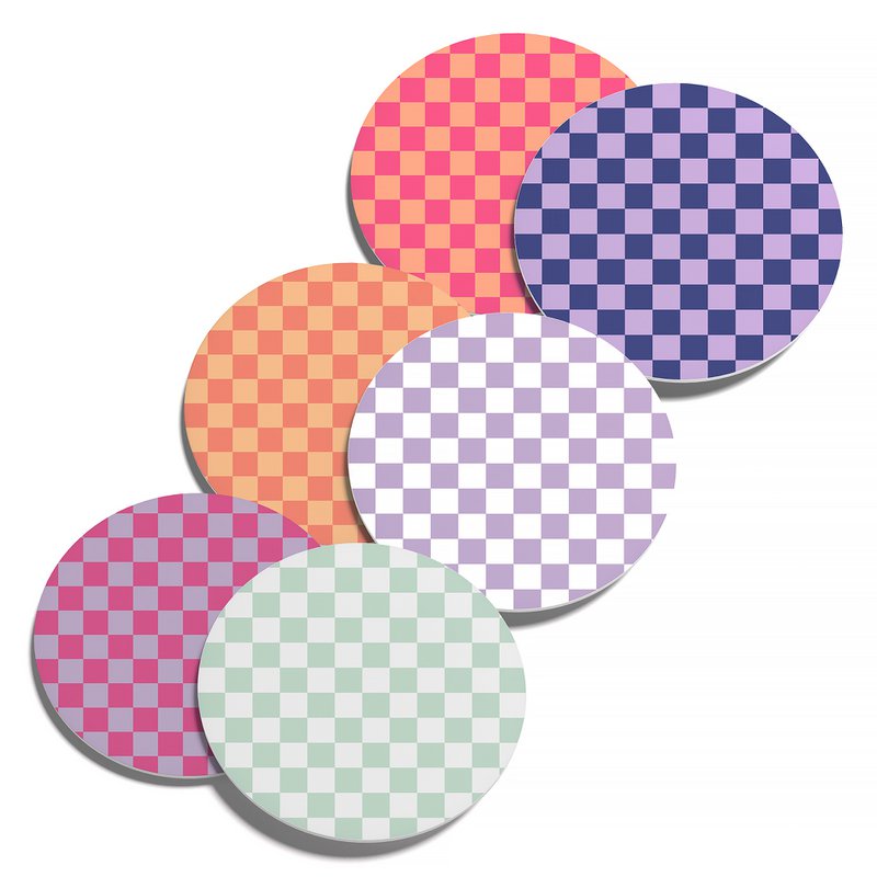 Onderzetters | Blokken - Neon - Checkers - Blokjes - Coasters - Forex onderzetters - Rond