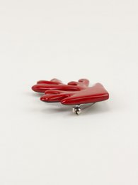 Broche corail laqué rouge