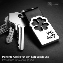 Clover leaf lucky charm key ring with engraving made of leather - good luck and good luck pendant