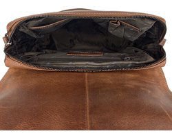 Damer skuldertaske - cognac læder messenger taske / crossbody taske