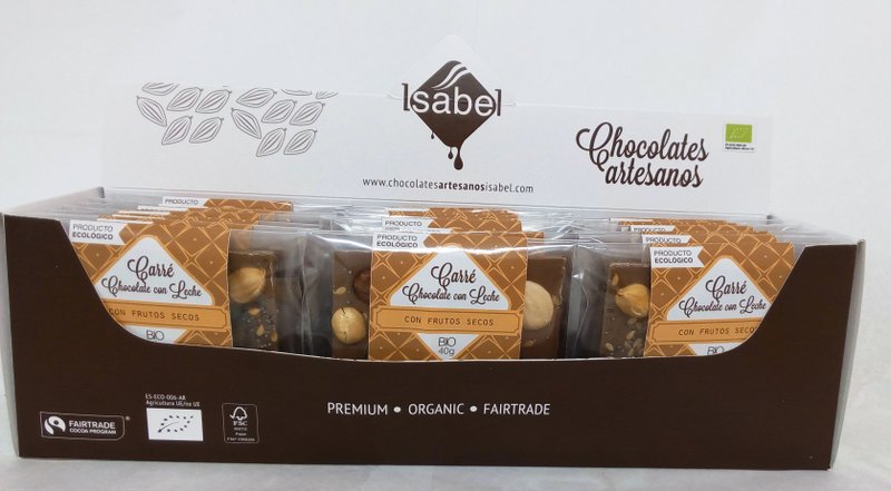 CARRÉ BIO de Chocolate con Leche y Frutos Secos (ca. 30 Einheiten)