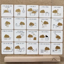 Educational cloud - Wooden barrette & Paper cards