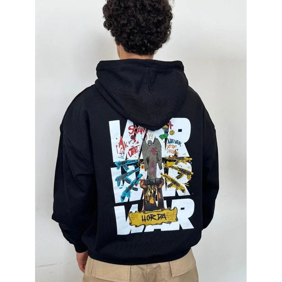 Felpa con Cappuccio 460g Boxy Fit War — Streetwear Made in Italy | Horda Brand