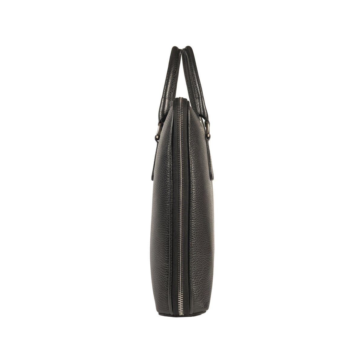 RB1019A | Maletín de negocios unisex en piel auténtica Made in Italy con bandolera extraíble. Fijaciones con mosquetones de metal níquel brillante - Color negro - Dimensiones: 37 x 29 x 6,5 cm