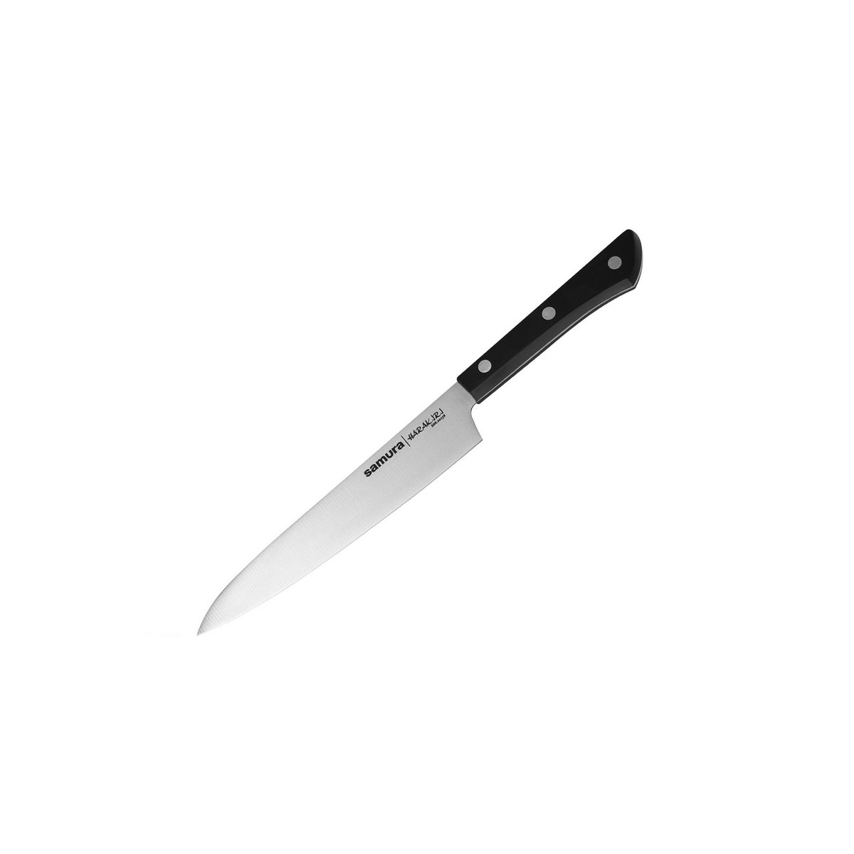 Samura Harakiri Knife Set, 3 pcs, Utility, Two-sided Saw & Chef's Knives, Black Handle