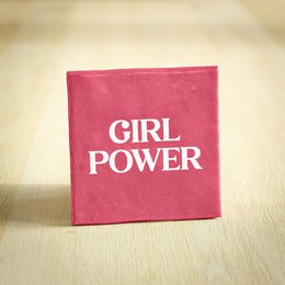 Tegeltje - Girl Power | Donkerroze & Wit | 10x10cm