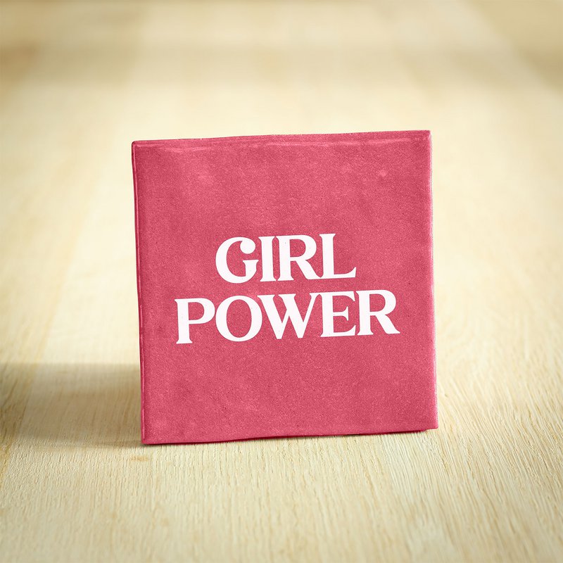 Tegeltje - Girl Power | Donkerroze & Wit | 10x10cm