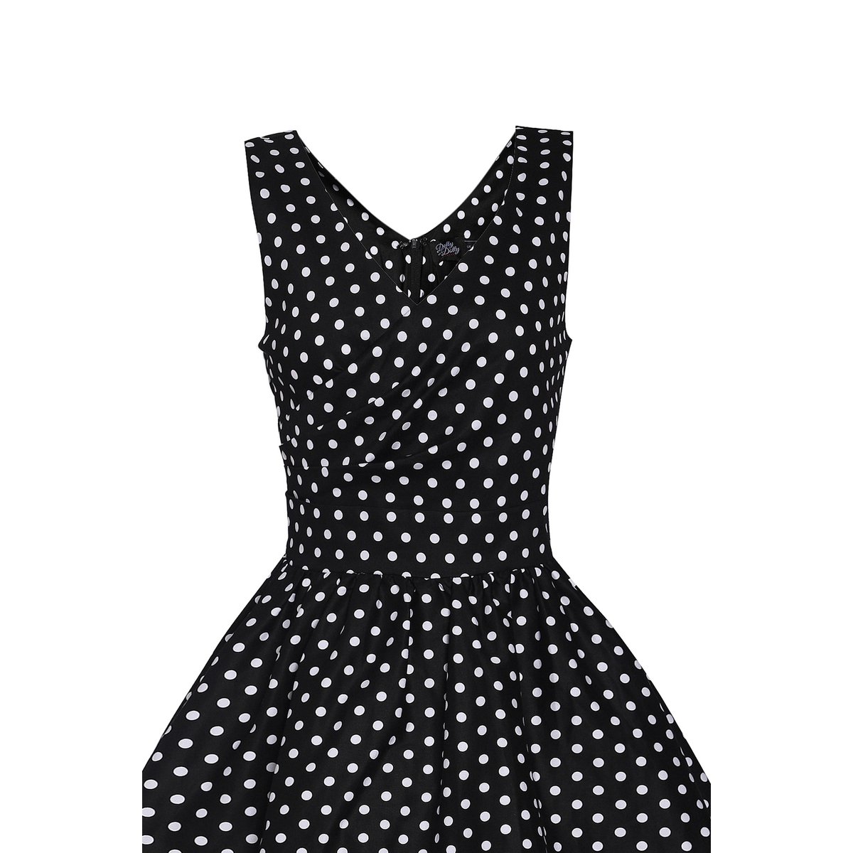Stock UE May V-Neck 50-tych sukienki w stylu Black Polka Dot