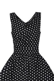 Stock UE May V-Neck 50-tych sukienki w stylu Black Polka Dot