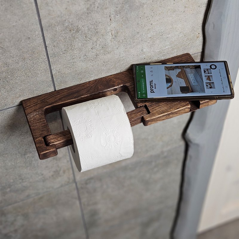 Porta della carta igienica fatta a mano per supporto a parete, organizzatore di bagno ecologico, piccolo casa o camper pronto
