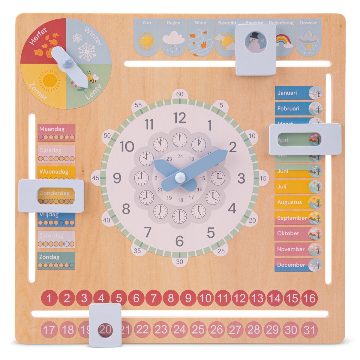 Horloge calendrier en bois