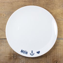 Plato de porcelana Moin ancla corazón