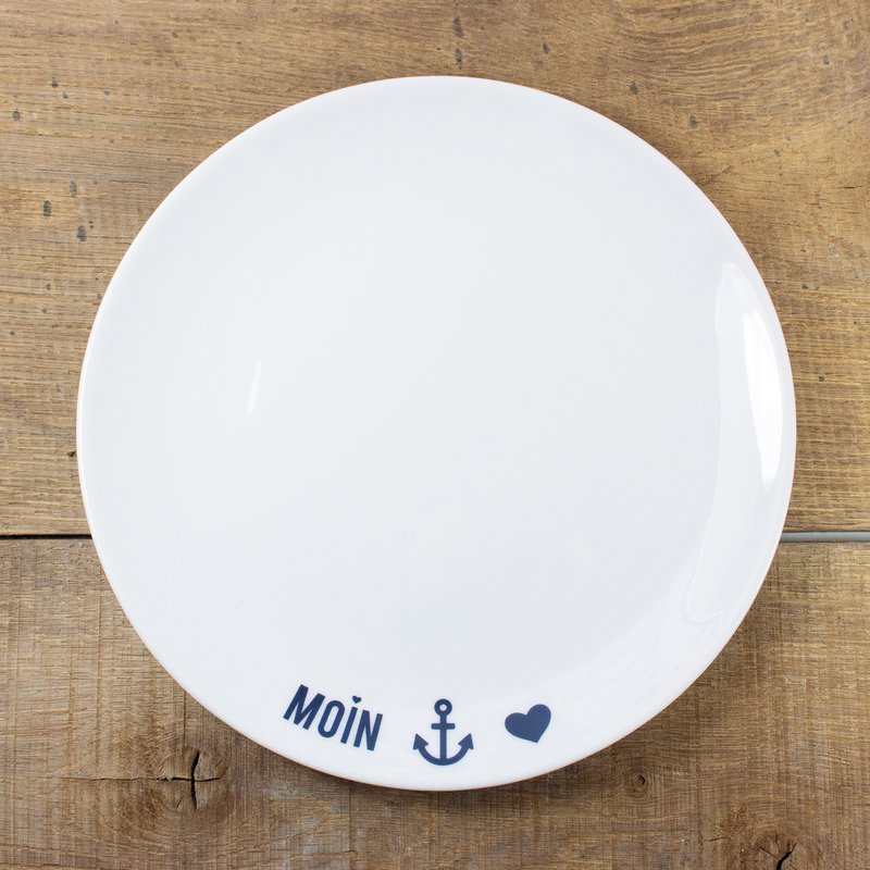 Plato de porcelana Moin ancla corazón