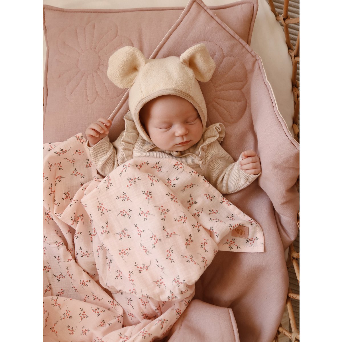 Linen bloom child cover set "Powder pink"