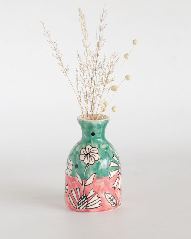 Hand-Painted Ceramic Mini Vases - Set of 3