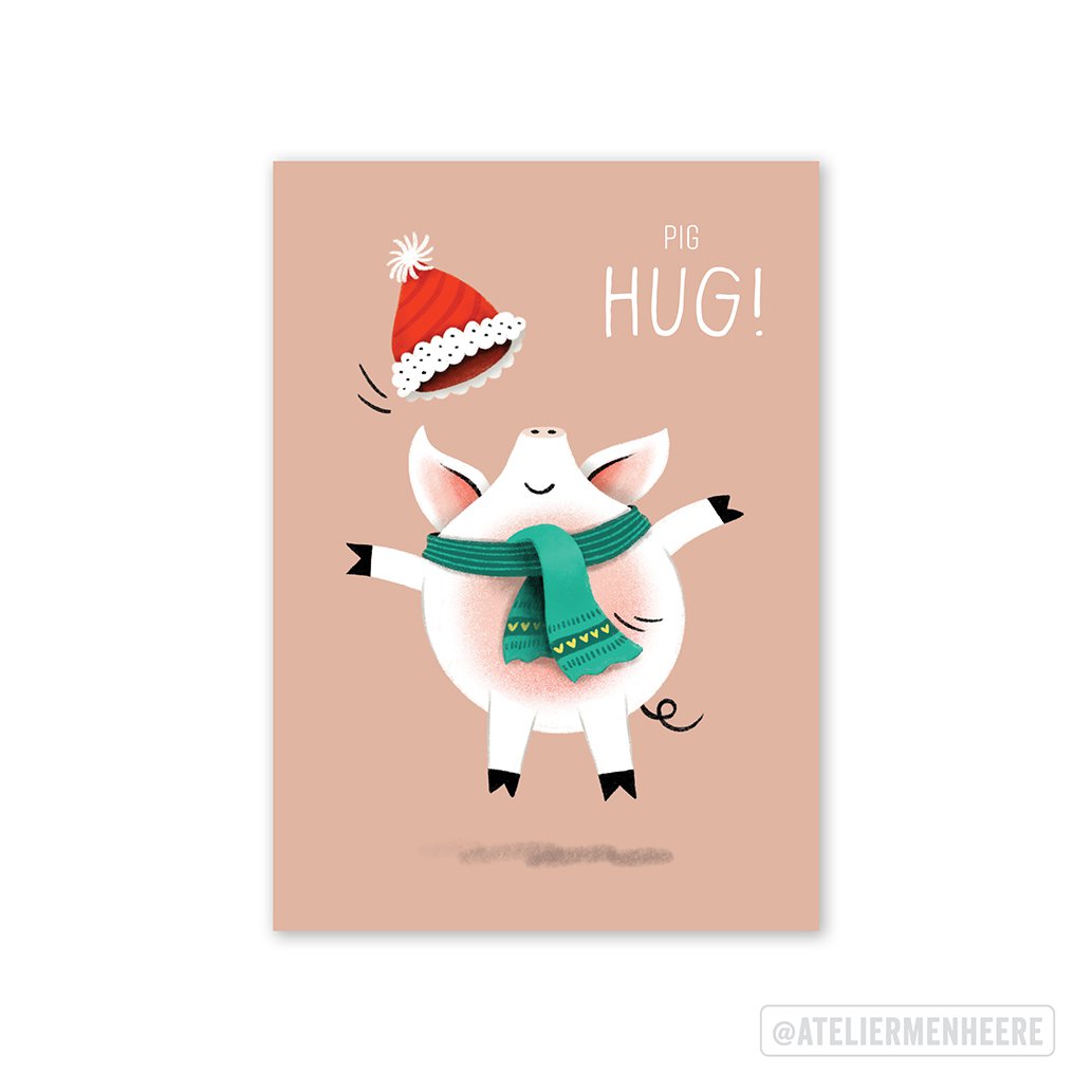 Ansichtkaart | Big Hug (Pig Hug)