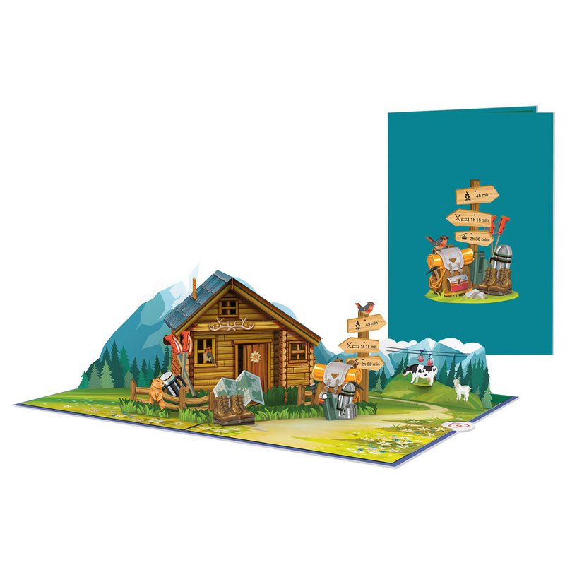 Mountain hut pop-up card