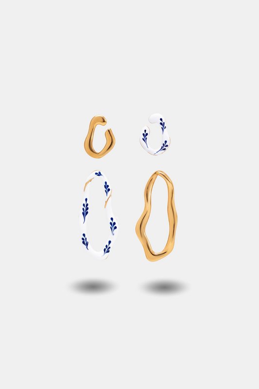 Varia Enamel 2-in-1 Earrings — White