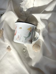 Sirene in tazza smaltata | Tazza | Tazza per bambini | Ragazza | Sirena | Sott'acqua | Acquerello | Acquerello || CUORE E CARTA