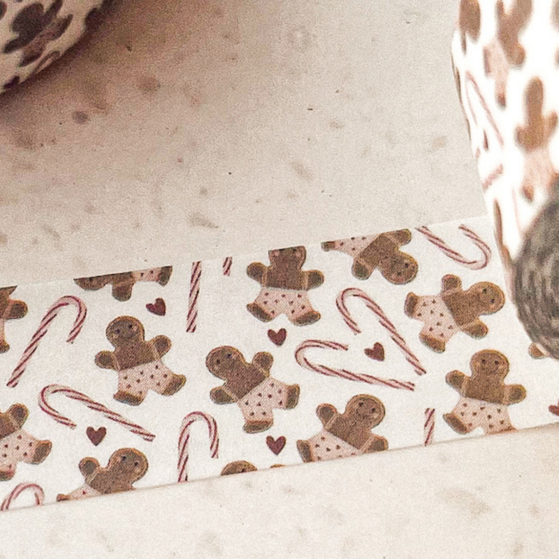 Washi Tape Gingerbread Christmas - Selvklæbende tape Maskeringstape Candy Cane