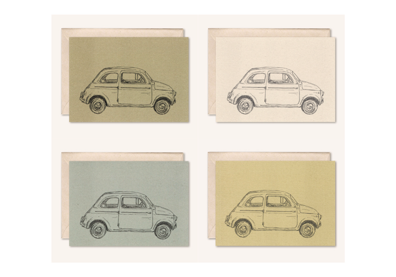 Sustainable card + envelope | Car Fiat 500 | elderflower