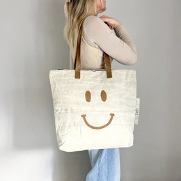 ShopperBag happy face cinnamon (vintage light canvas) NEW