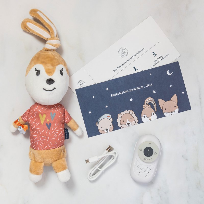 Boîte à musique jouable librement Ivy le lapin - sac en tissu
