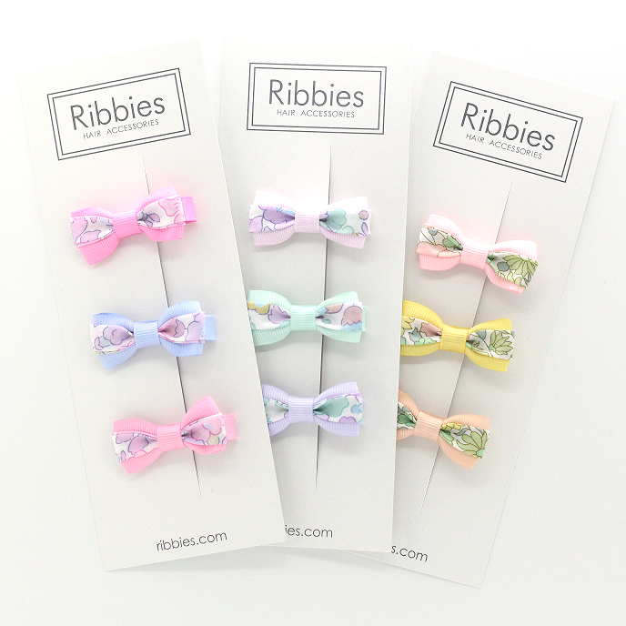 Sæt med 3 Liberty-sløjfer - Poppy & Daisy Pastel