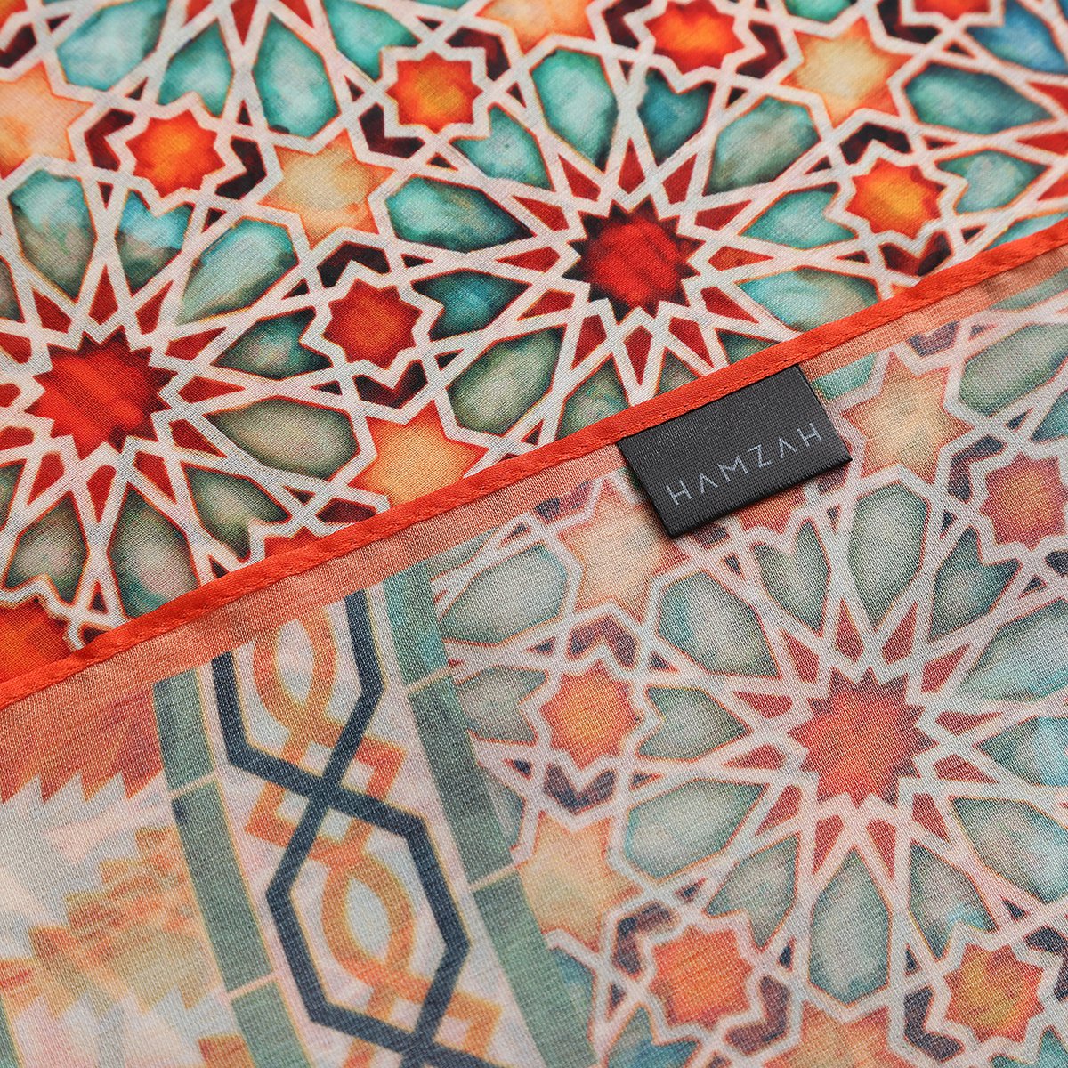 Al-Andalus oranje Zellige satijnen sjaal
