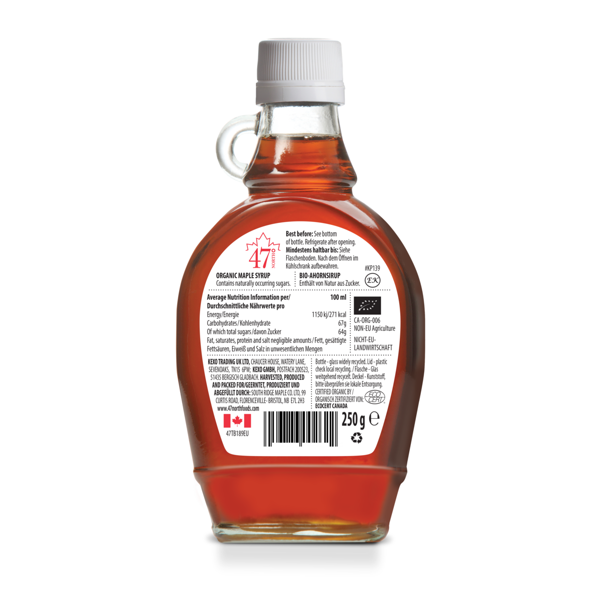 ENKELE BRON Biologische ahornsiroop, Canada klasse A, amber, rijk - 250 g