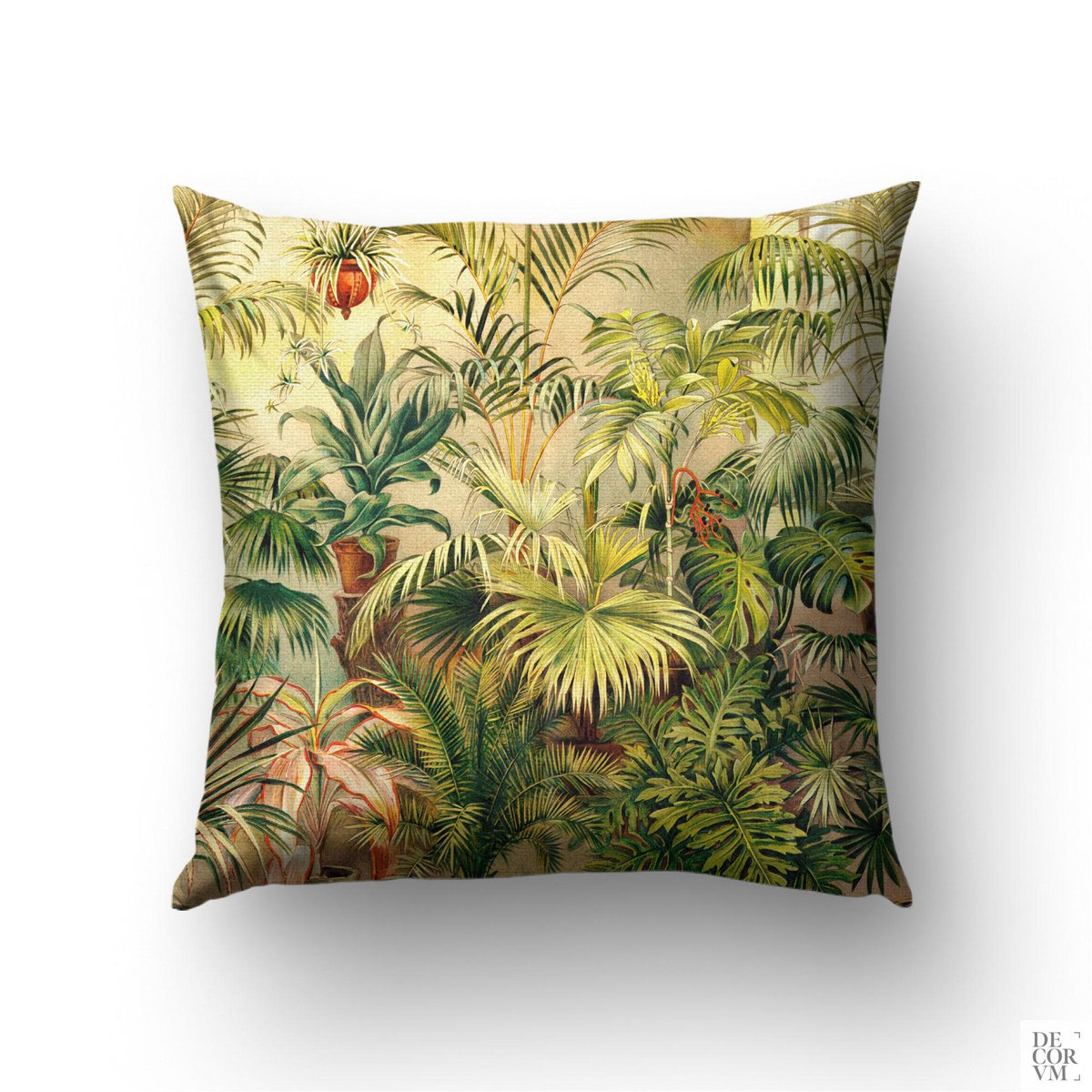 Antieke Victoriaanse botanische sierkussenhoes tropische kas | VIN007