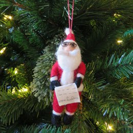 Handmade Felt Naughty or Nice Santa Hanging Christmas Decoration