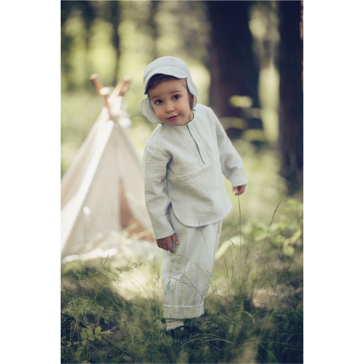 DANTE BEIGE blouse and shorts set for a boy