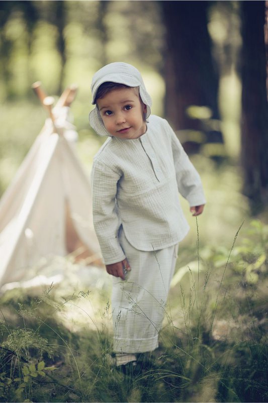 DANTE BEIGE blouse and shorts set for a boy