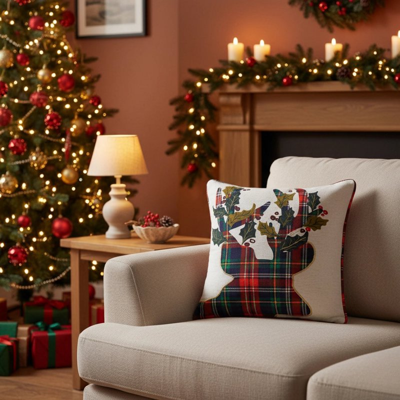 Reindeer Checkered – Cushion Cover / Kussenhoes – Christmas 45x45 cm – Urbane Hide