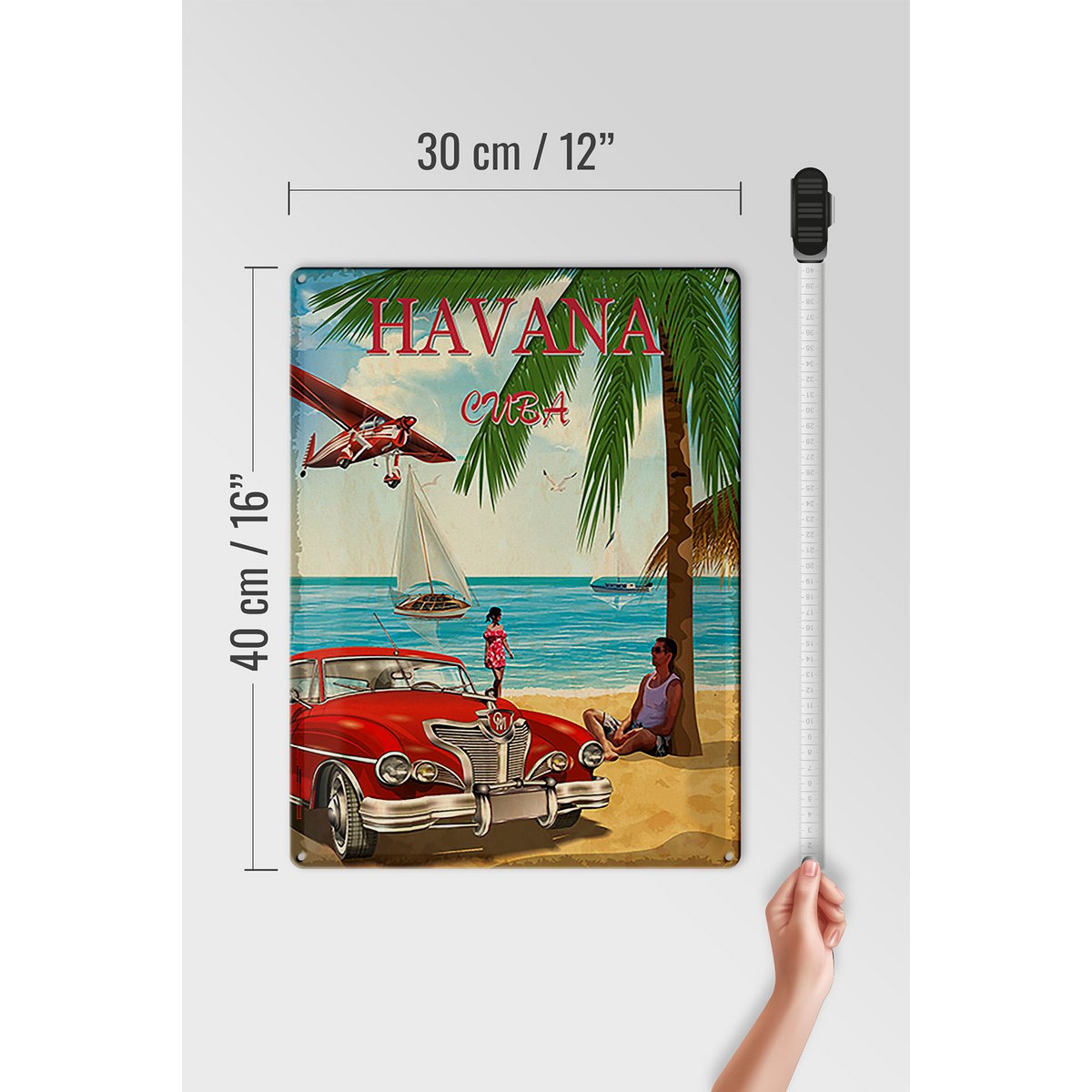 Tin Sign Havana 30x40cm Cuba Retro Holiday Palm Trees